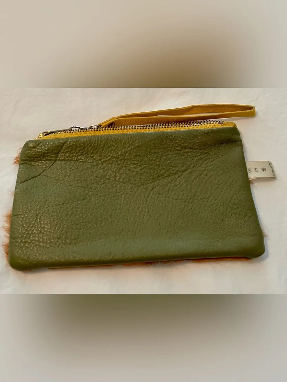 Handmade Genuine Cowhide Hair-On-Hide Leather Wristlet Pouch Clutch